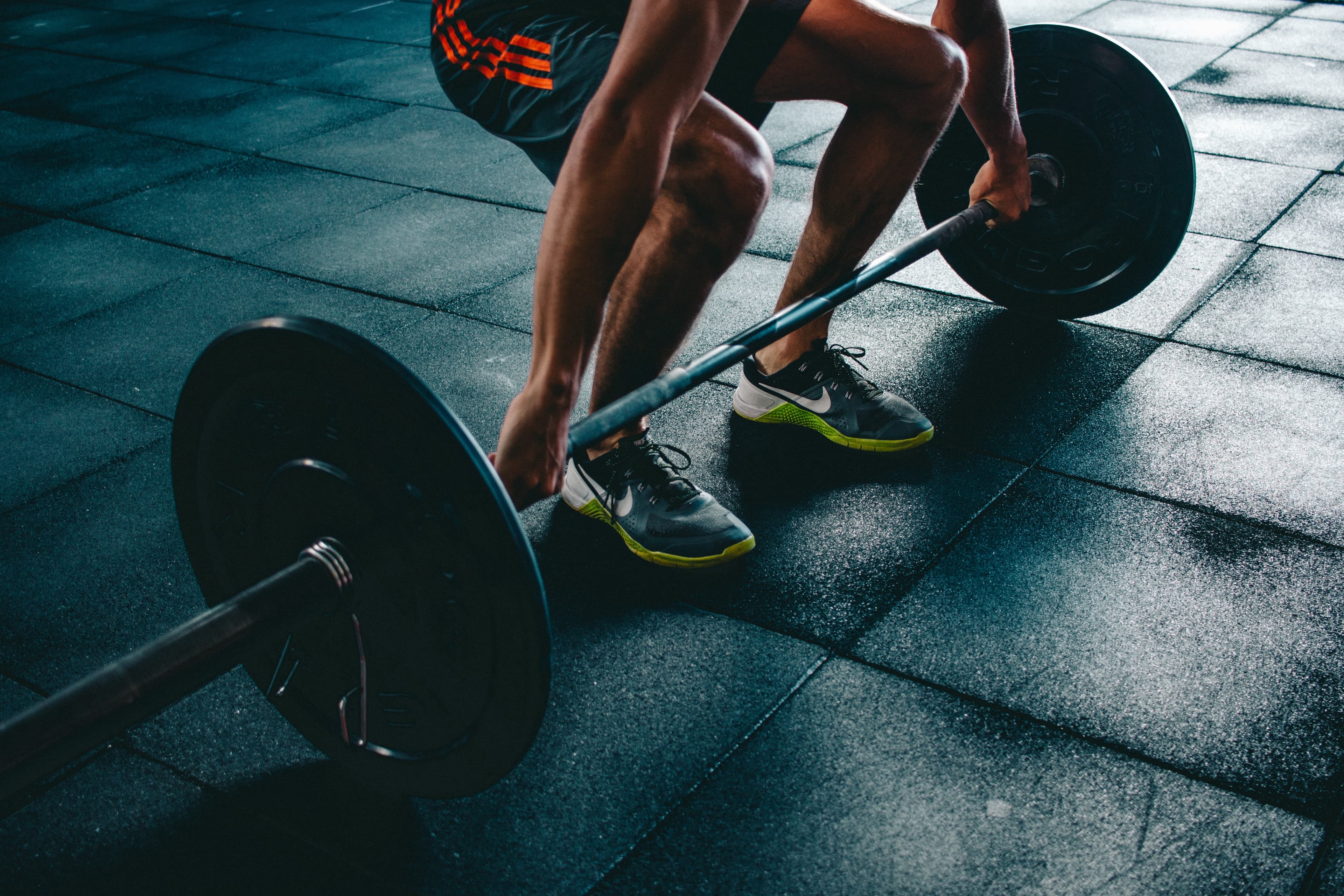 Athlete setting up in deadlift position.